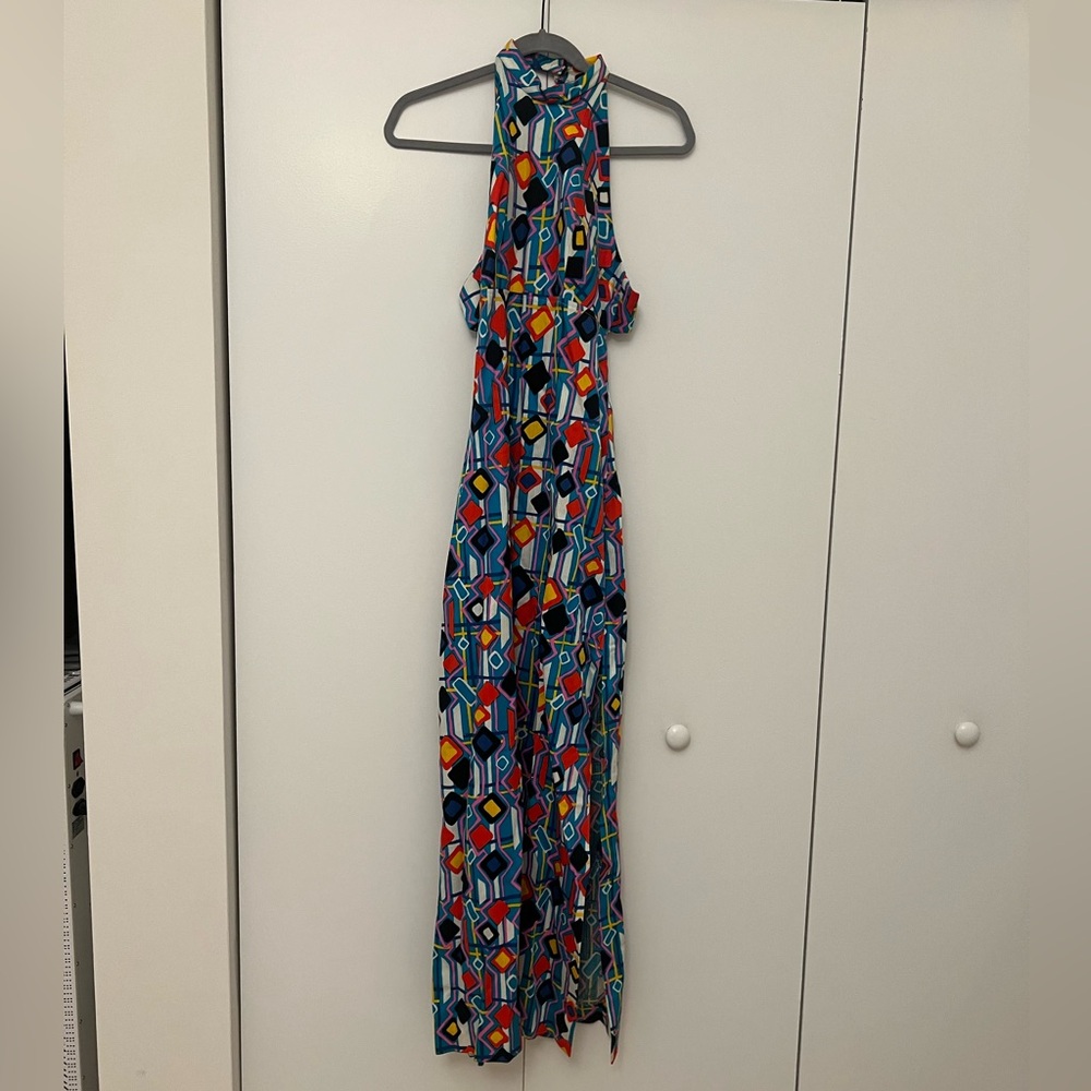 Vintage Colorful Geometric Maxi Dress